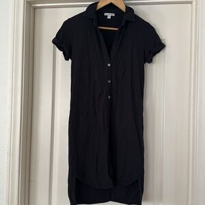 James Perse Button down short sleeve black dress size 0